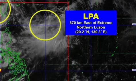 PAGASA: LPA inside PAR may strengthen into storm in next 24 hours.